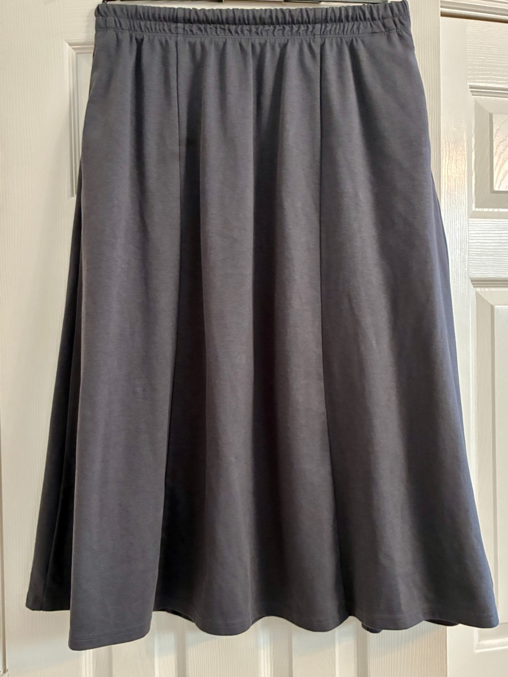 GU Gray Elastic Waist A-Line Long Skirt, Sz-Asian L